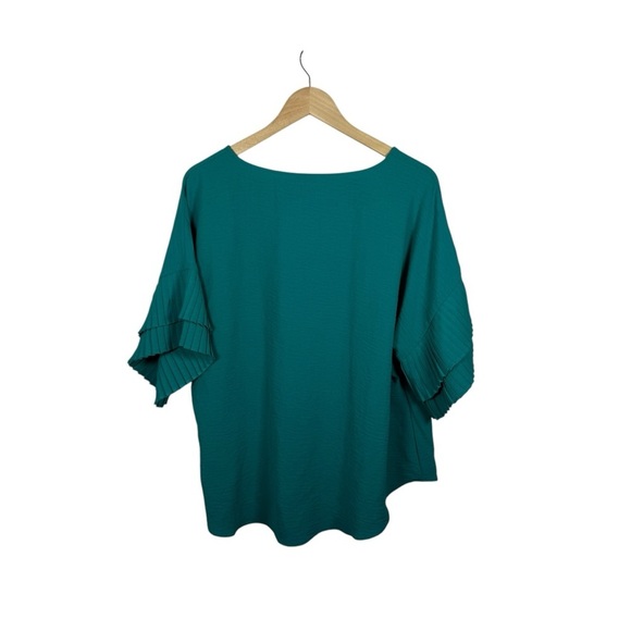 Cato Women’s Flutter Pleated Sleeve Flowy Blouse in Teal Size 18/20W - Picture 8 of 8